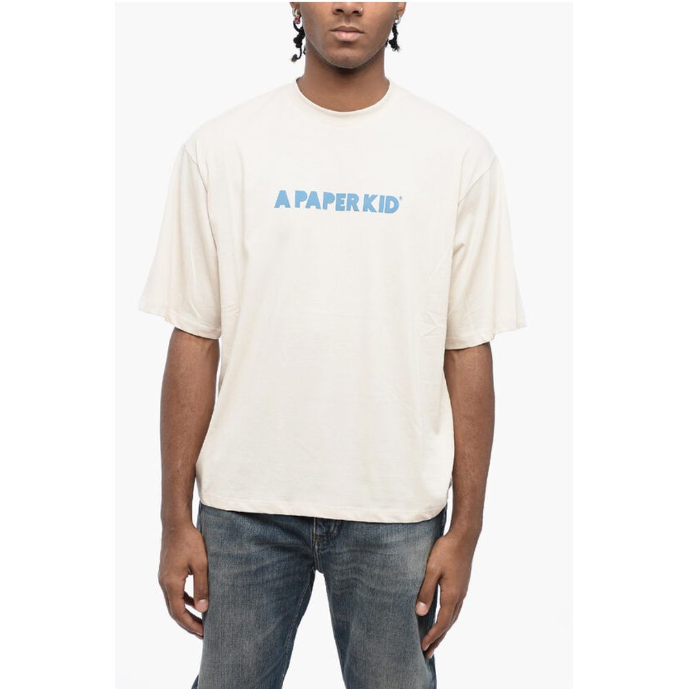 A Paper Kid Cotton Crew-neck T-shirt witth Logo-print