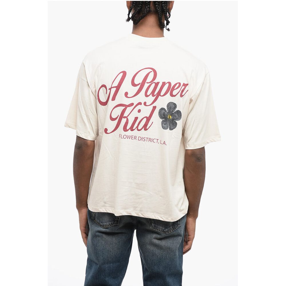 A Paper Kid Cotton Crew-neck T-shirt witth Logo-print