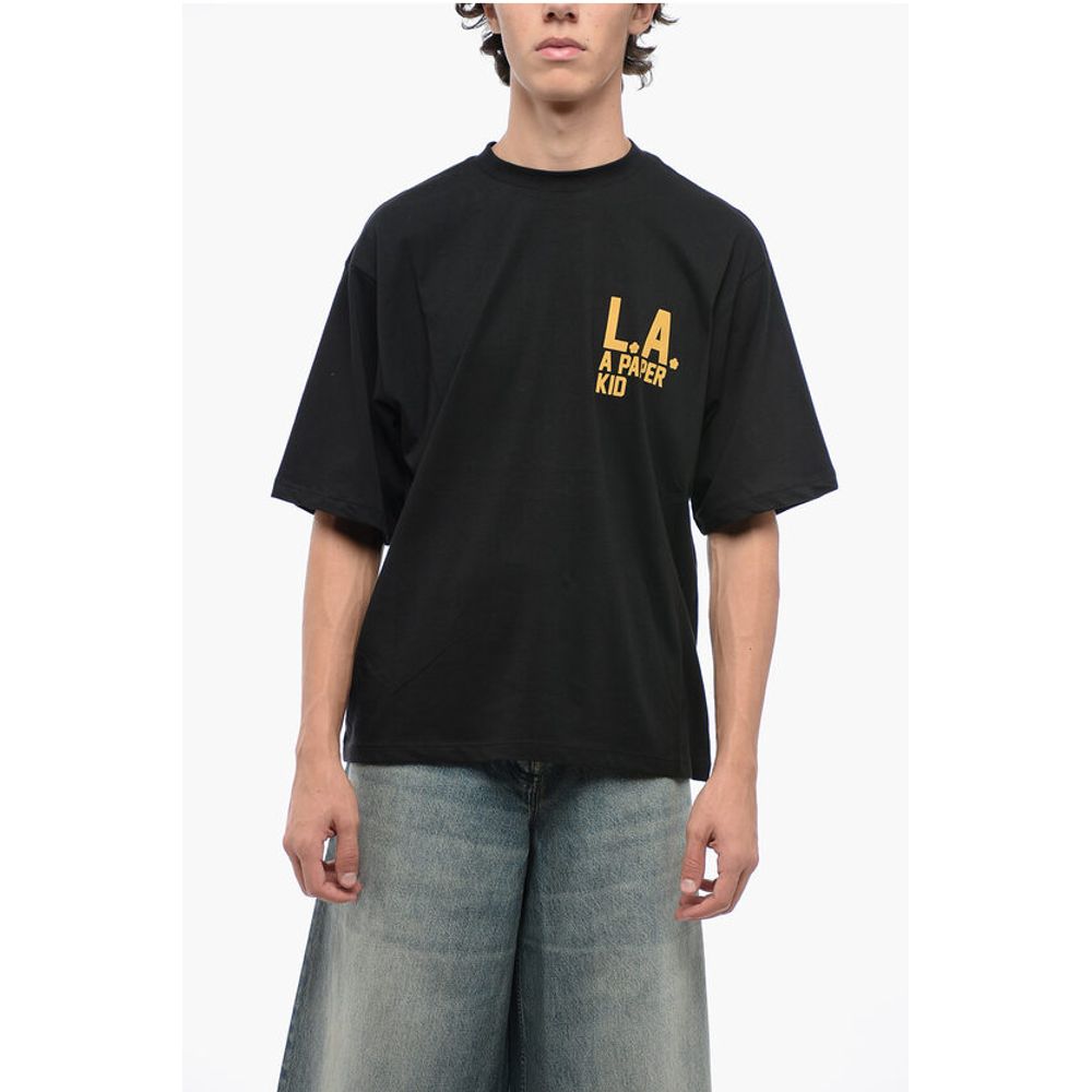 A Paper Kid Cotton Crew-neck T-shirt witth Logo-print