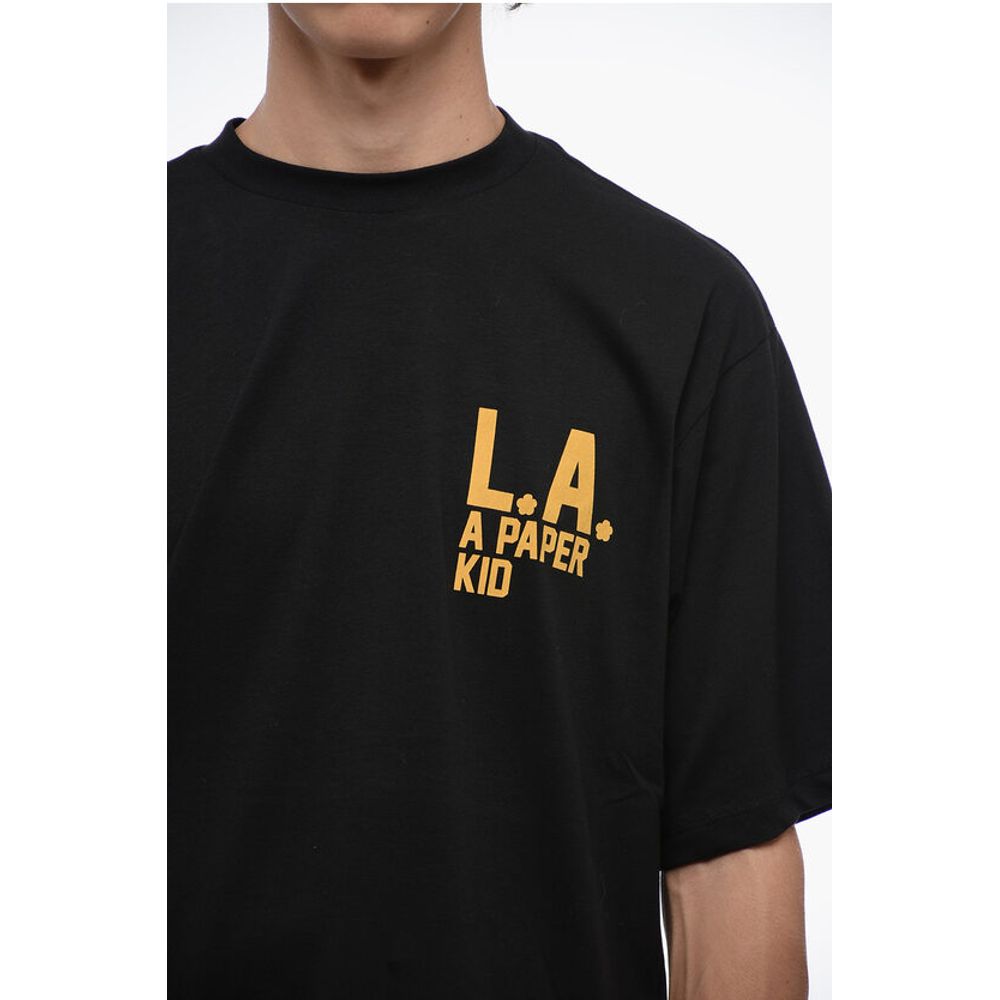 A Paper Kid Cotton Crew-neck T-shirt witth Logo-print