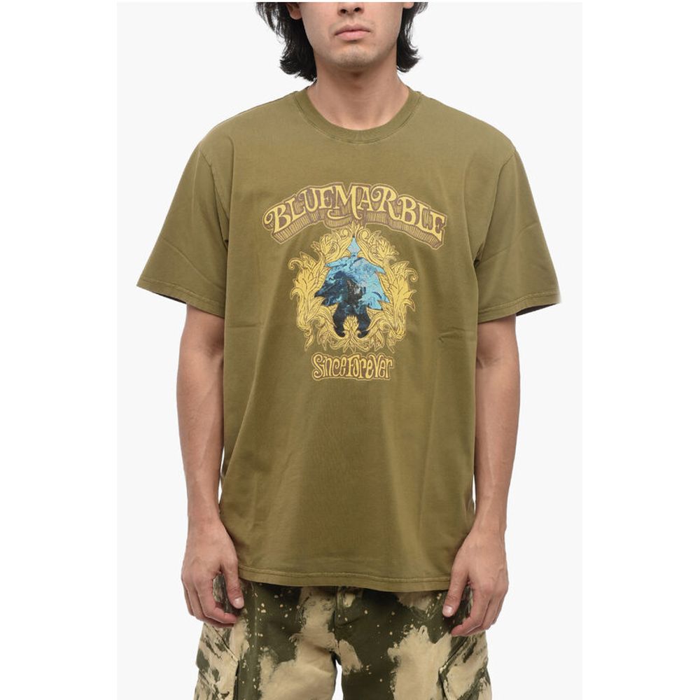 Bluemarble Cotton Crew-neck T-shirtwith Frontal Print