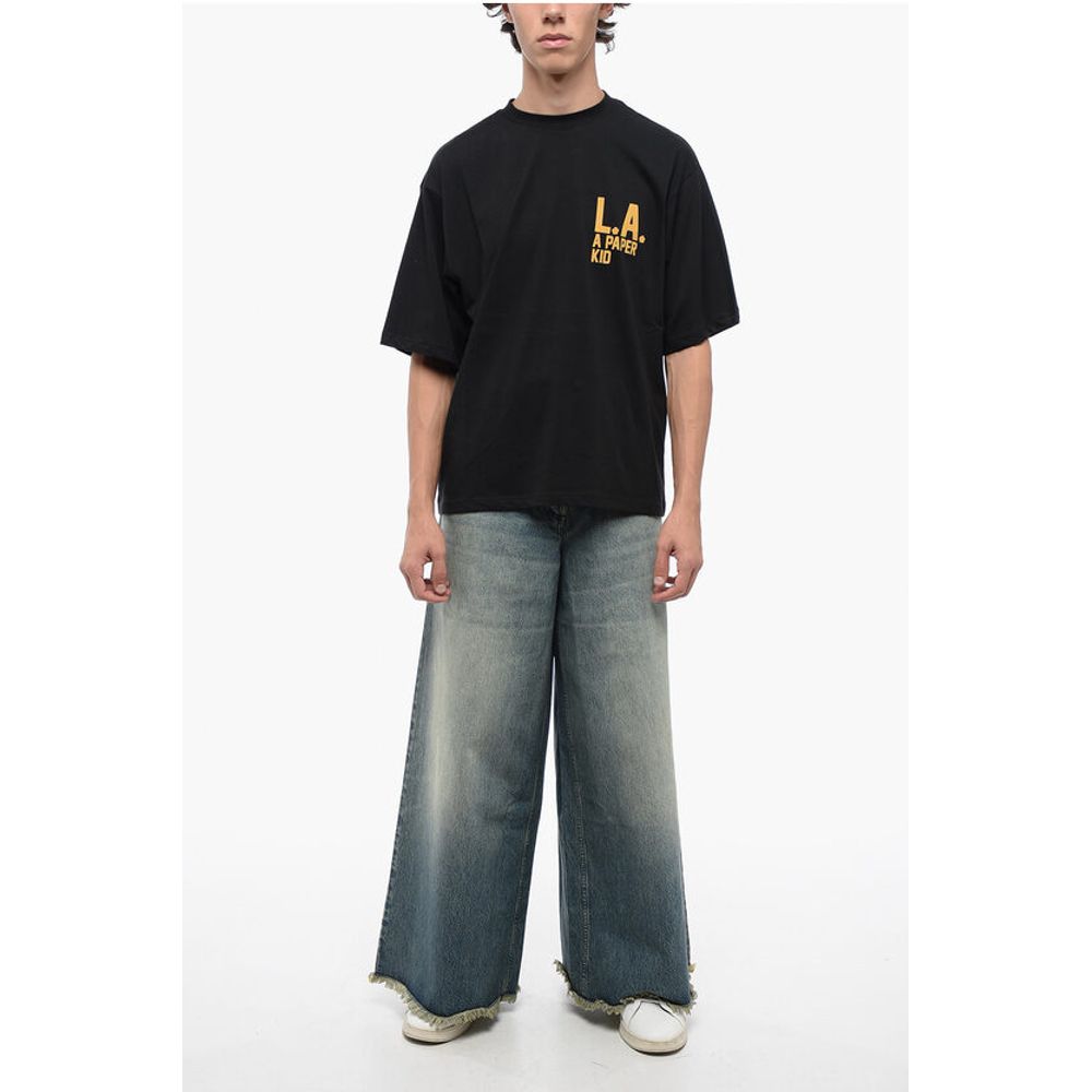 A Paper Kid Cotton Crew-neck T-shirt witth Logo-print