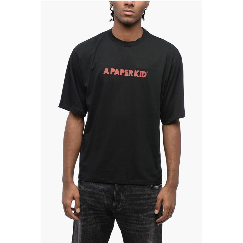 A Paper Kid Cotton Crew-neck T-shirt witth Logo-print