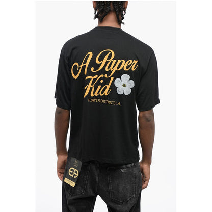 A Paper Kid Cotton Crew-neck T-shirt witth Logo-print