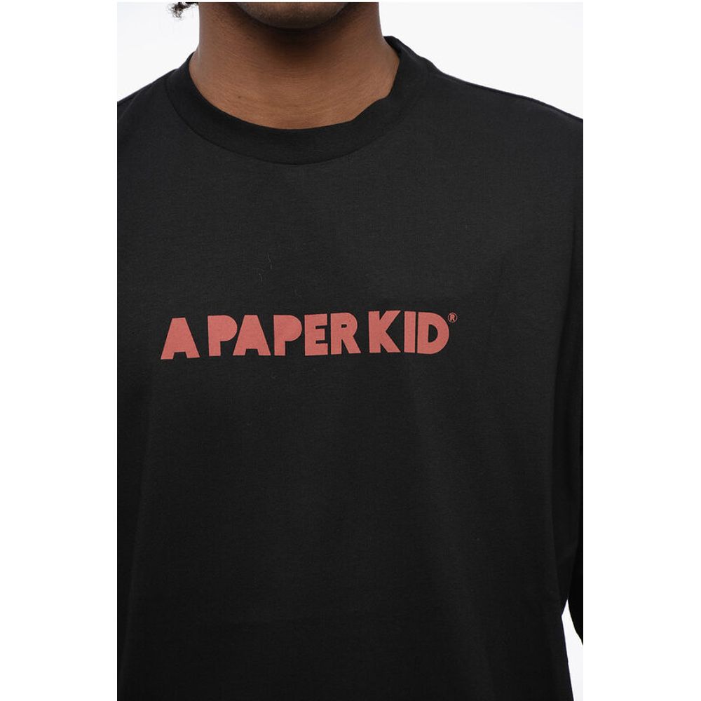 A Paper Kid Cotton Crew-neck T-shirt witth Logo-print