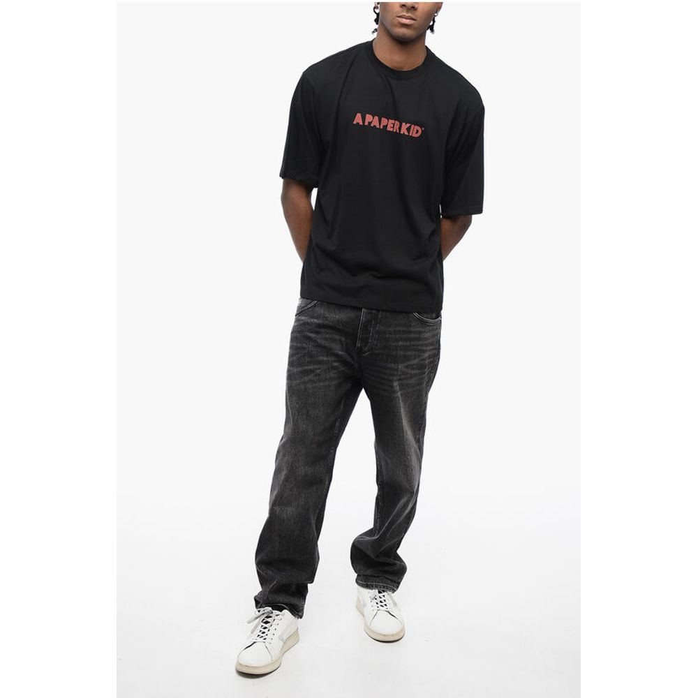 A Paper Kid Cotton Crew-neck T-shirt witth Logo-print