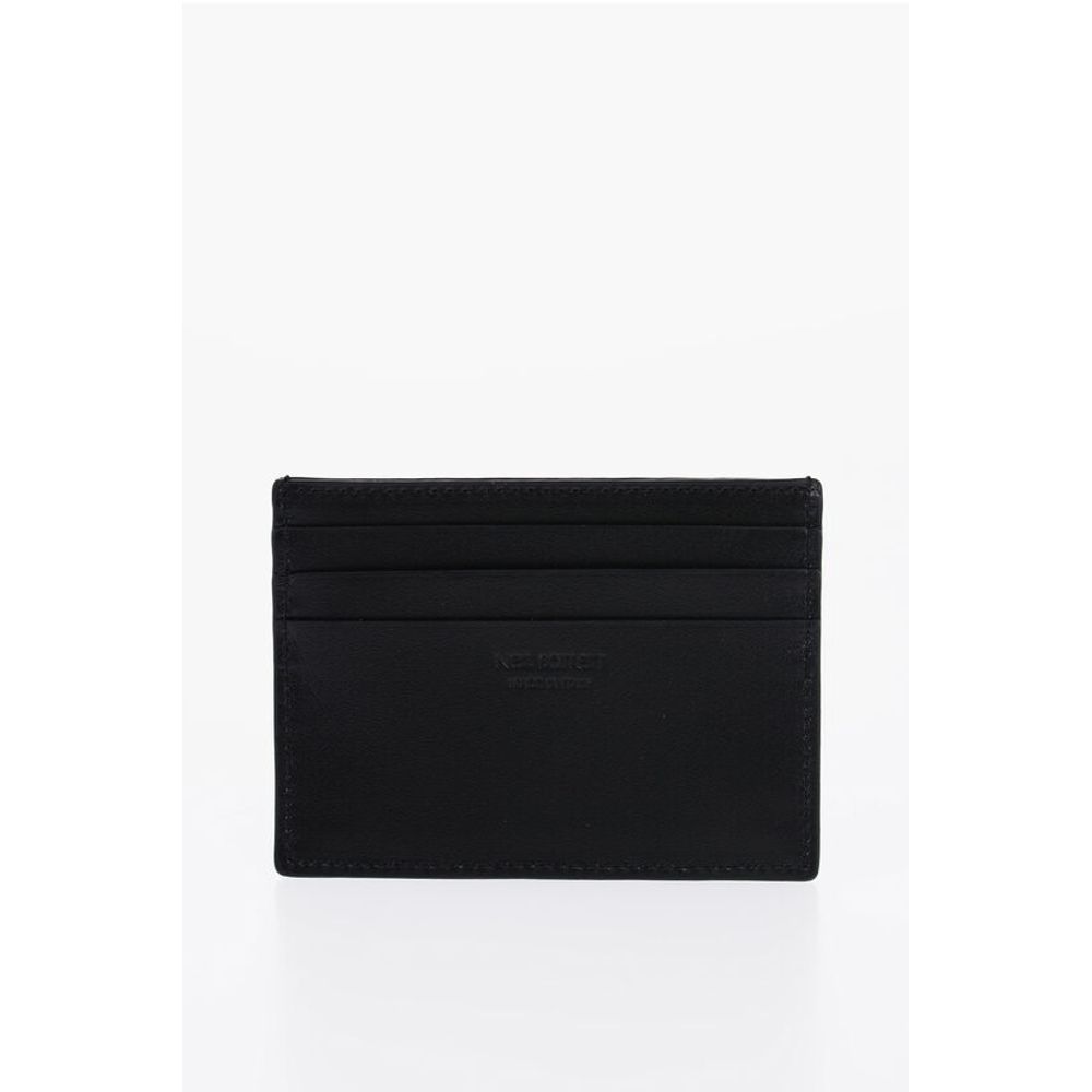 Neil Barrett Leather FAIR-ISLE THUNDERBOLT Card Holder with Contrast Prin