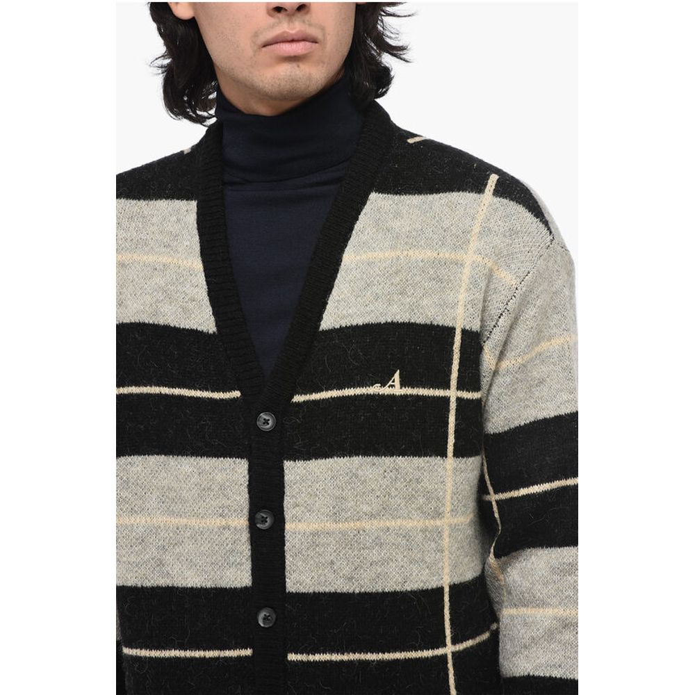 Awake New York Two-tone Striped V-Neck Cardigan