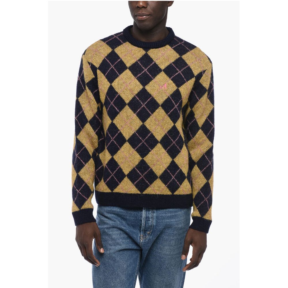 Awake New York Argyle Motif Crew-neck Sweater