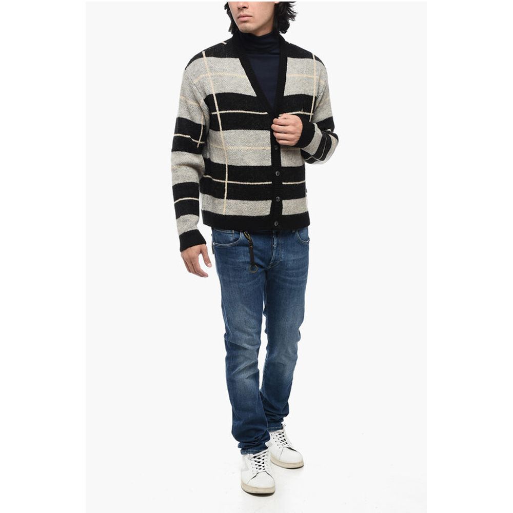 Awake New York Two-tone Striped V-Neck Cardigan