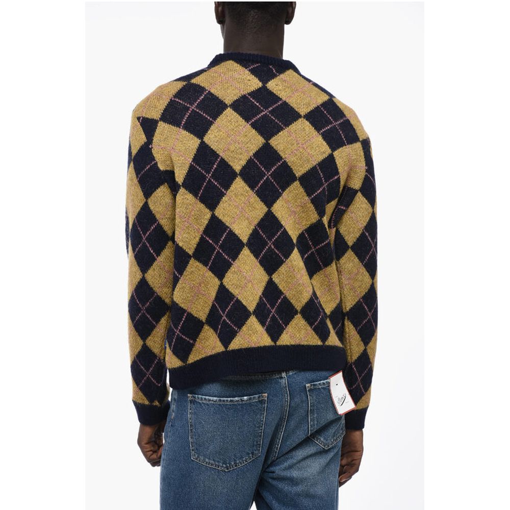 Awake New York Argyle Motif Crew-neck Sweater