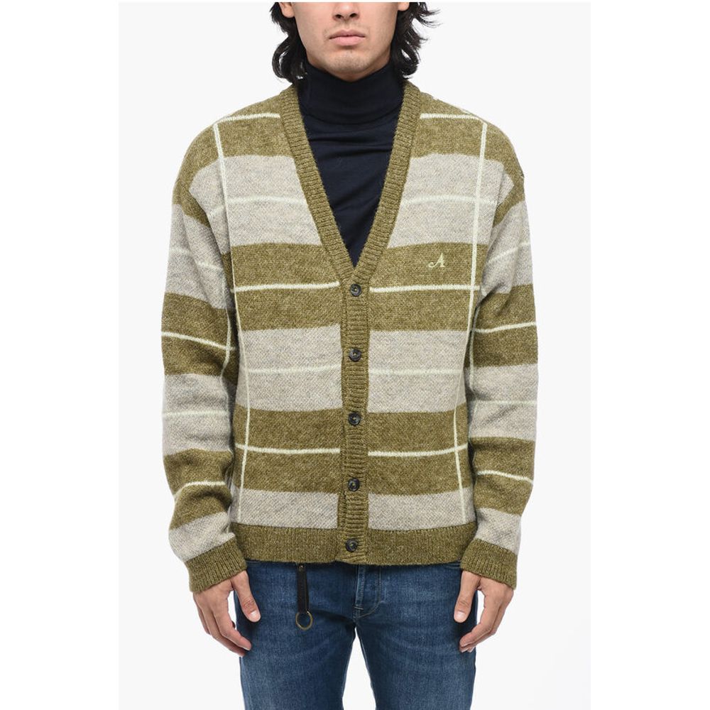 Awake New York Two-tone Striped V-Neck Cardigan
