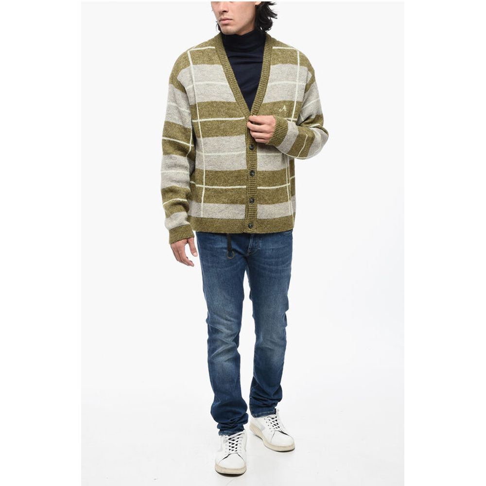 Awake New York Two-tone Striped V-Neck Cardigan