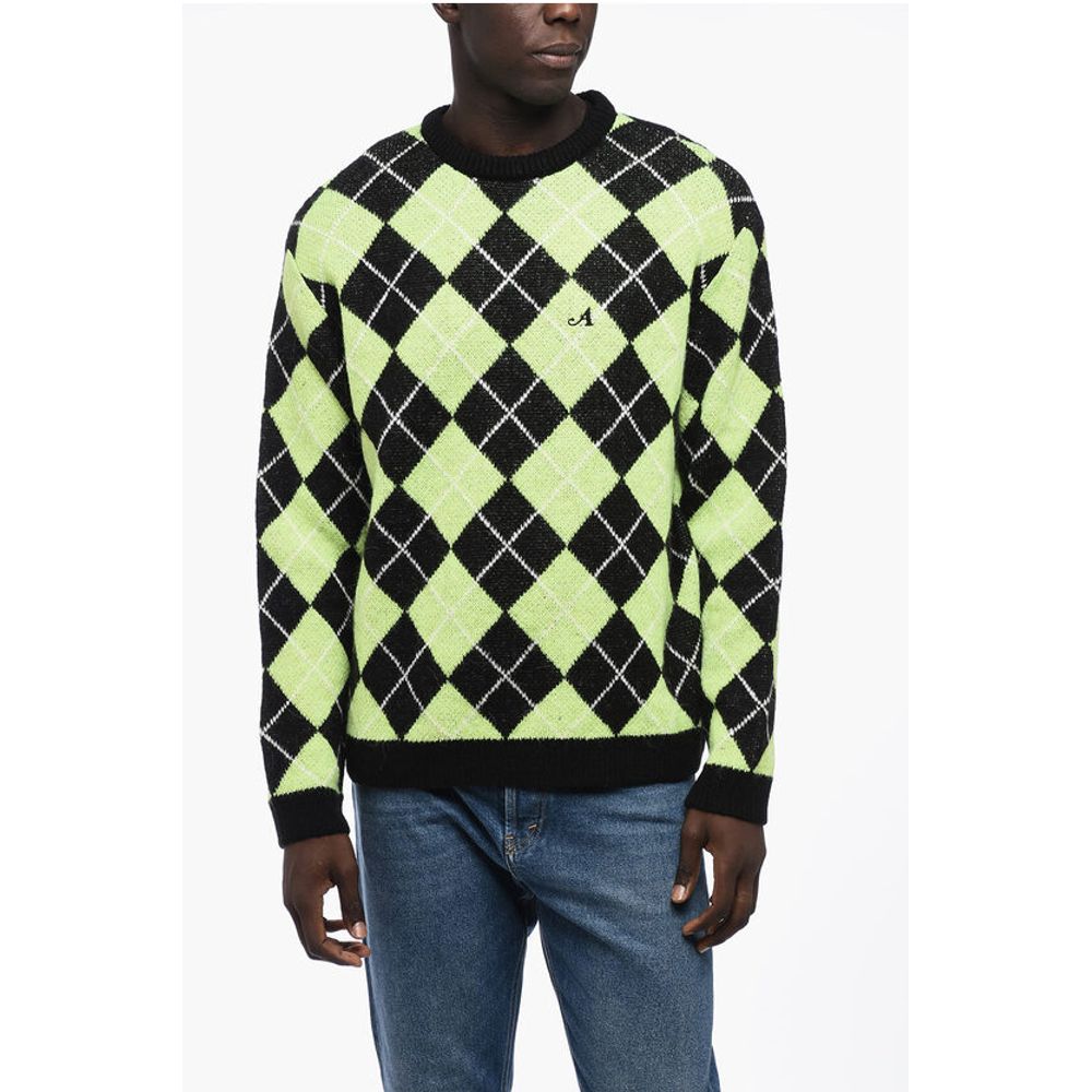 Awake New York Argyl Motif Two-Tone Crew-neck Sweater