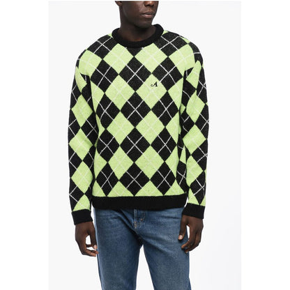 Awake New York Argyl Motif Two-Tone Crew-neck Sweater