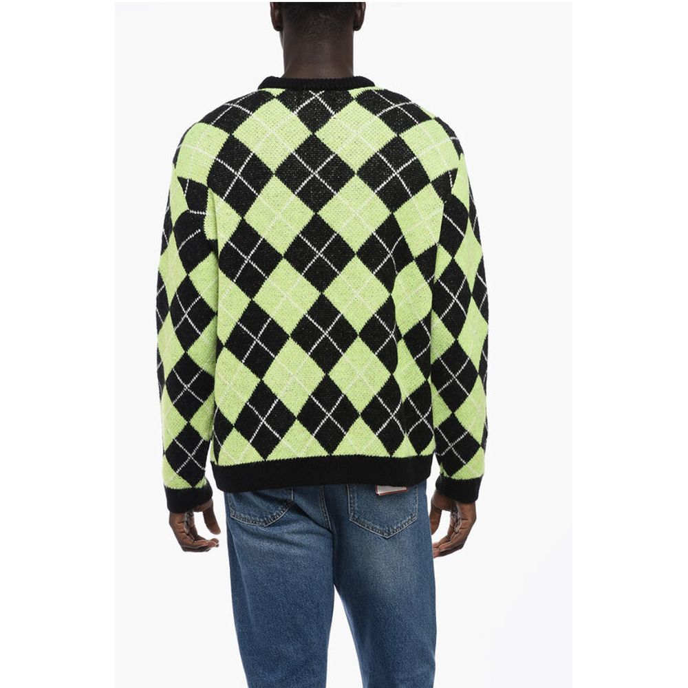 Awake New York Argyl Motif Two-Tone Crew-neck Sweater