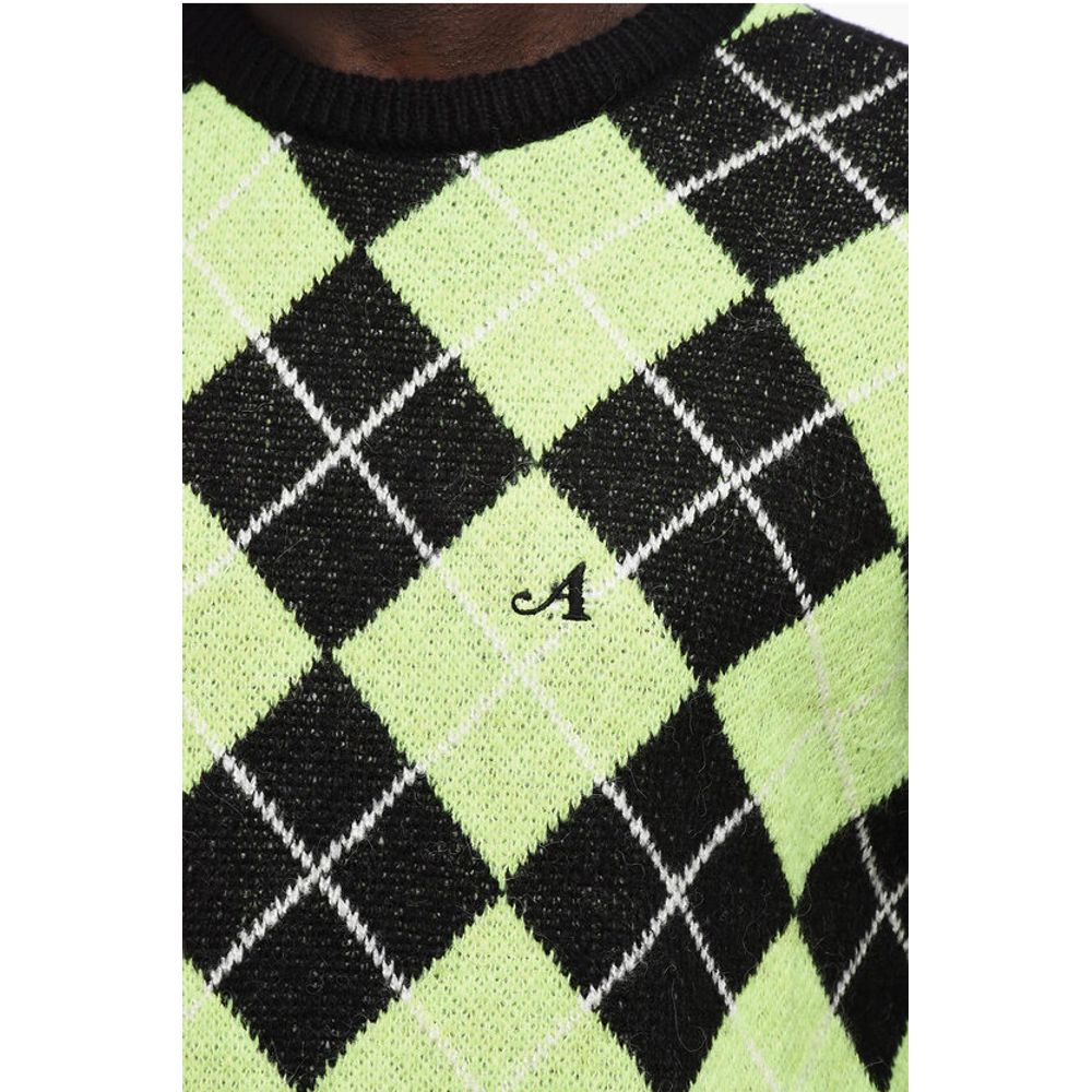 Awake New York Argyl Motif Two-Tone Crew-neck Sweater