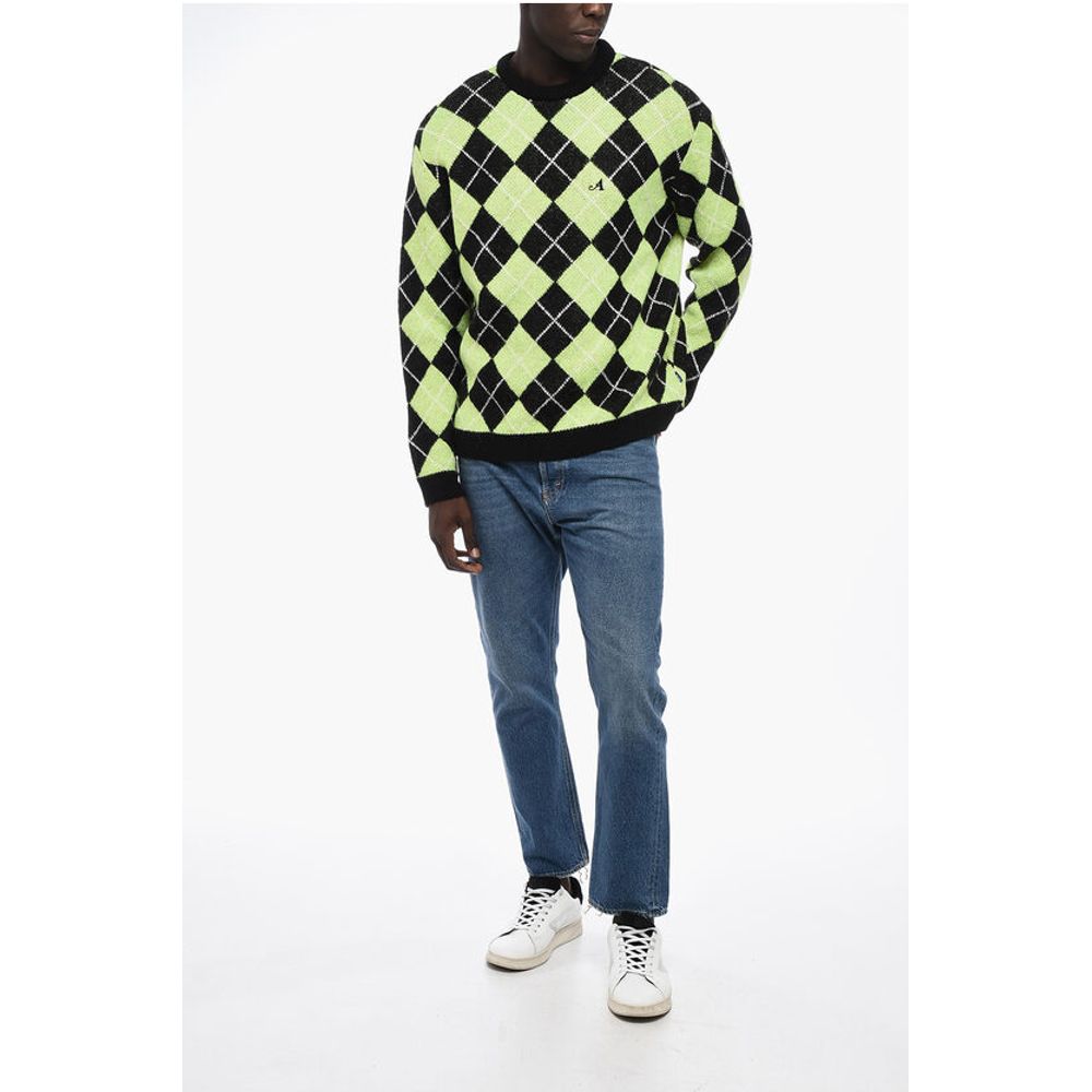 Awake New York Argyl Motif Two-Tone Crew-neck Sweater