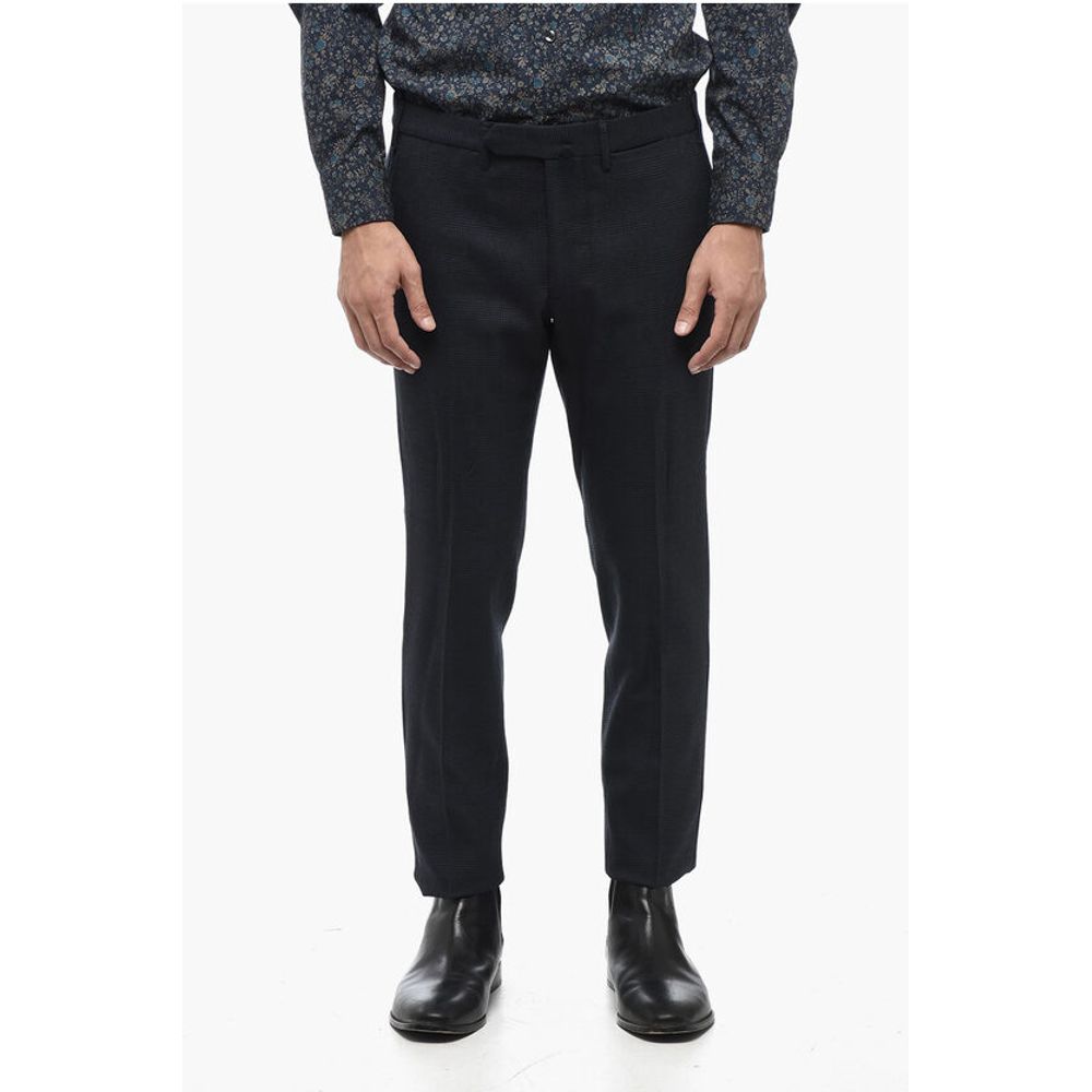 Santaniello Prince of Wales Motif Pants with Belt Loops