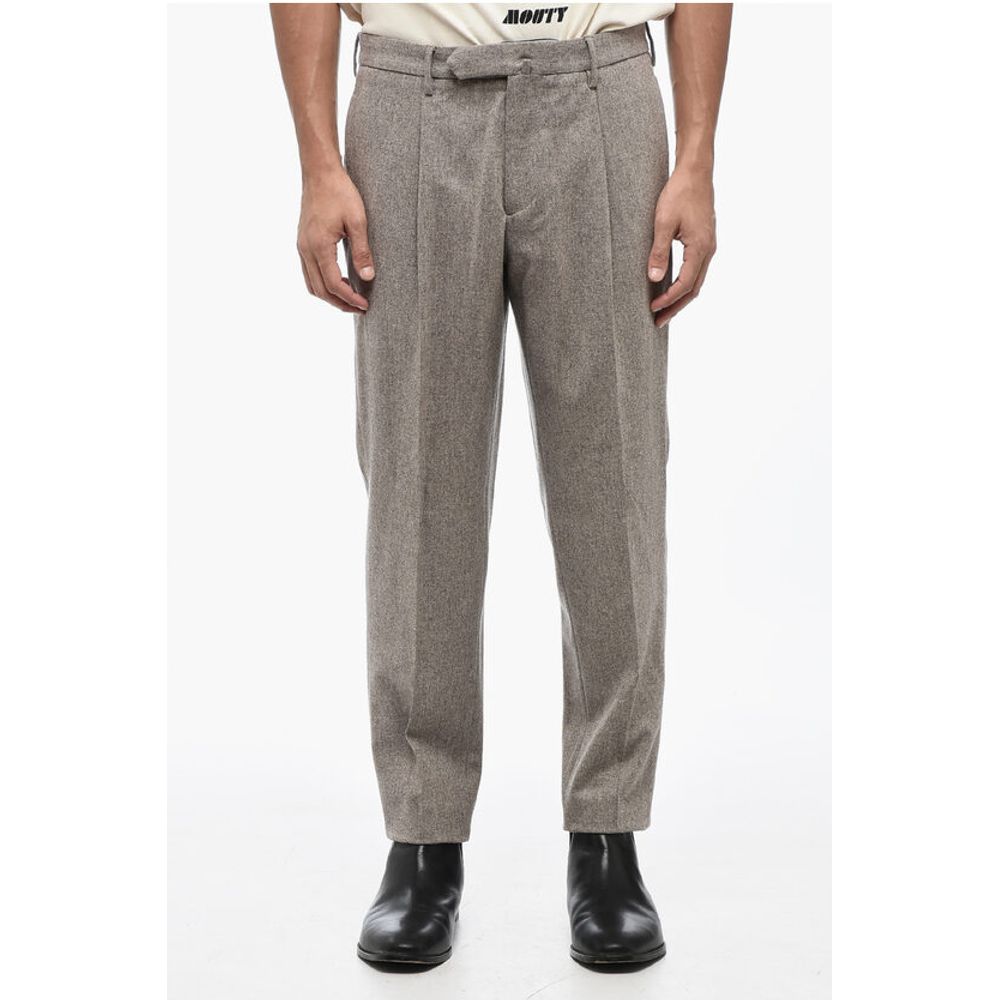 Santaniello Single-Pleat Wool Pants with Belt Loops