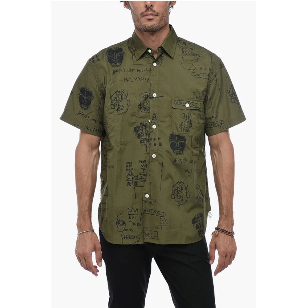 Junya Watanabe Short-sleeved Shirt with Basquiat Pattern