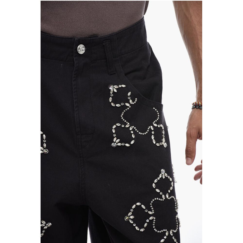 Bluemarble Stright Fit Pants With Rhinestones Detail