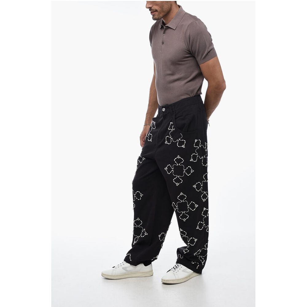 Bluemarble Stright Fit Pants With Rhinestones Detail