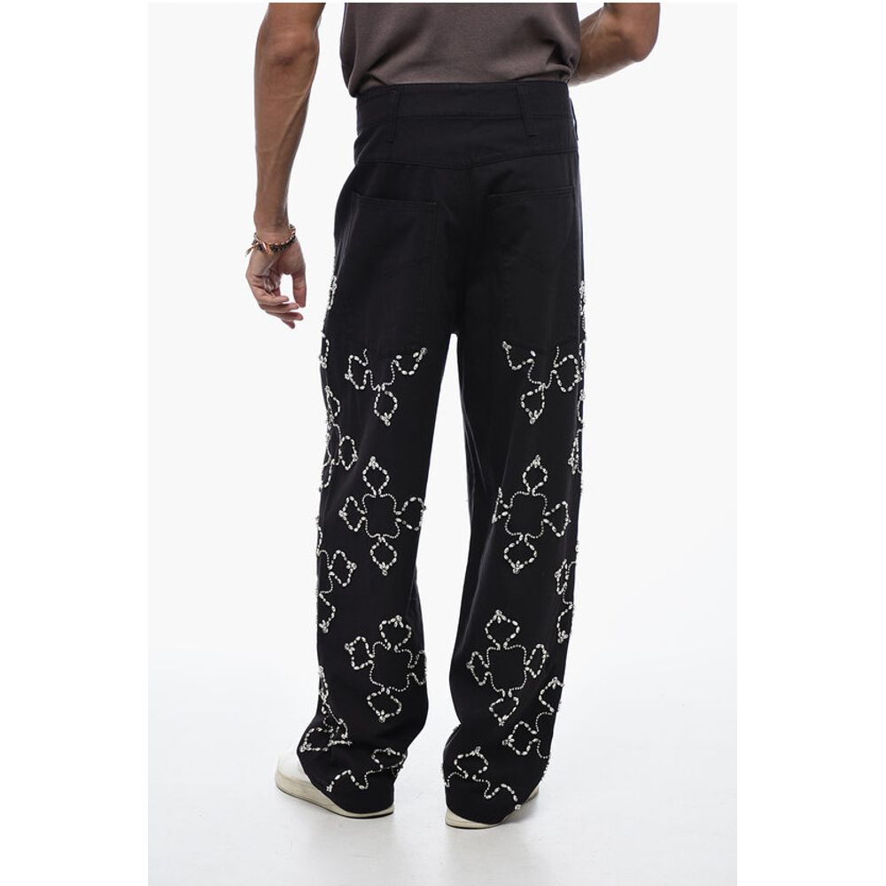 Bluemarble Stright Fit Pants With Rhinestones Detail