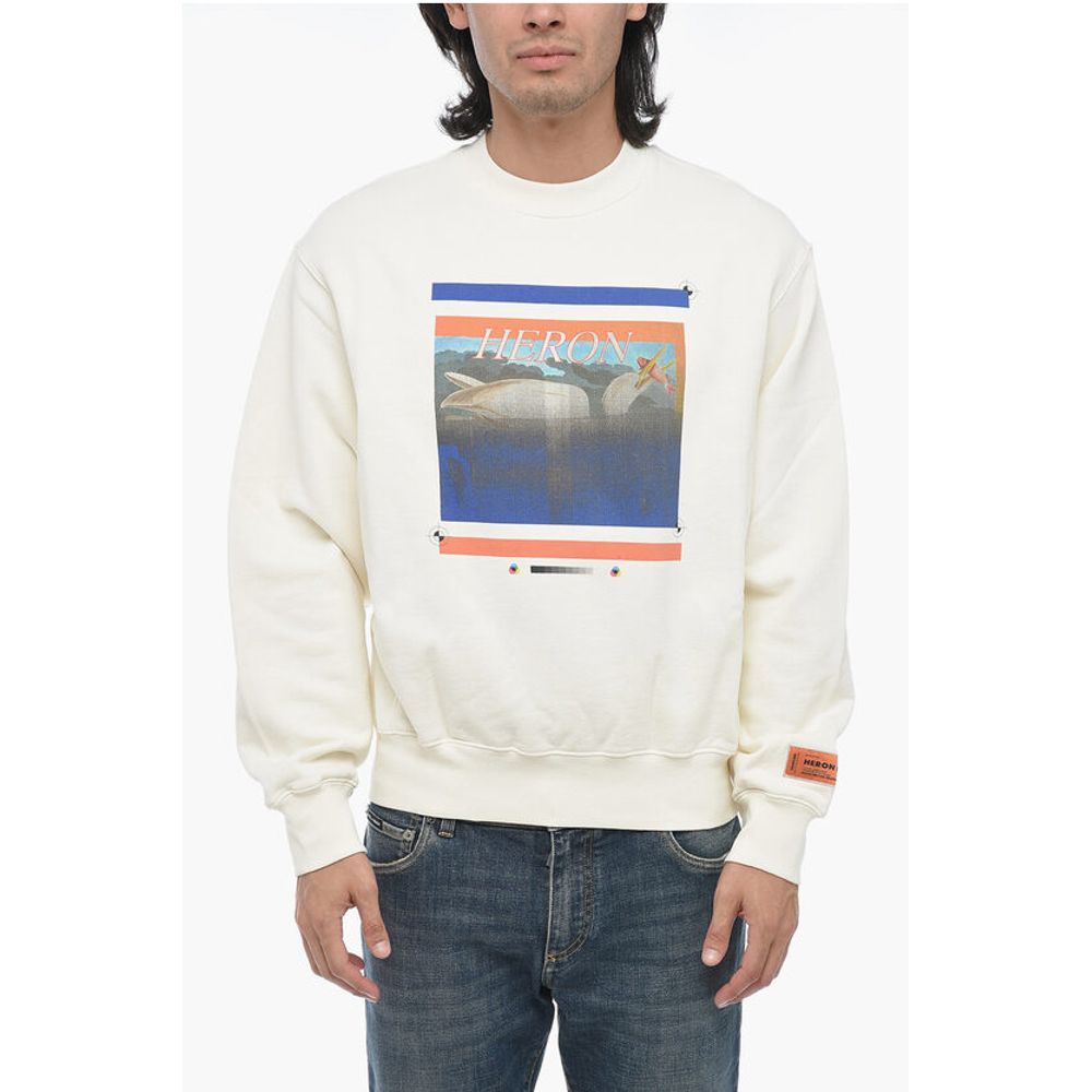 Heron Preston Printed Brushed Cotton Crewneck Sweater