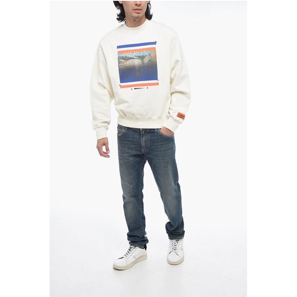 Heron Preston Printed Brushed Cotton Crewneck Sweater