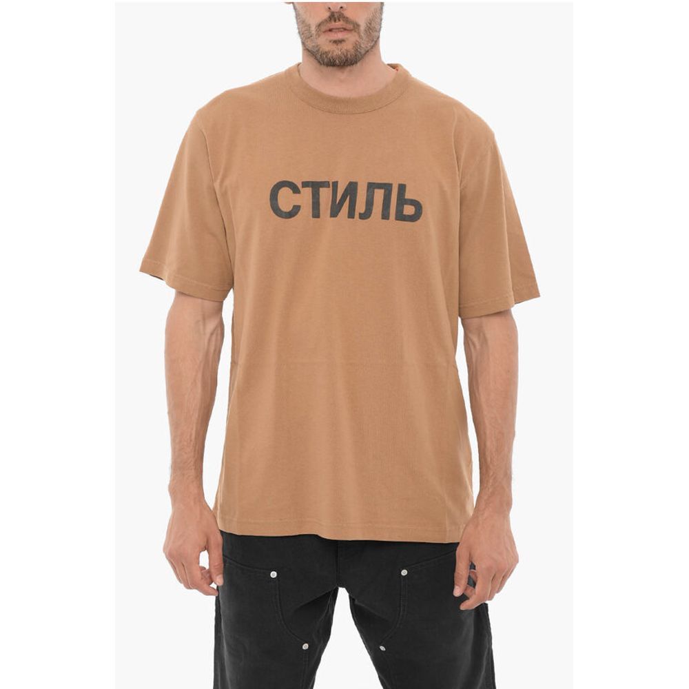 Heron Preston Solid Color Crew-neck T-Shirt with Contrasting Print