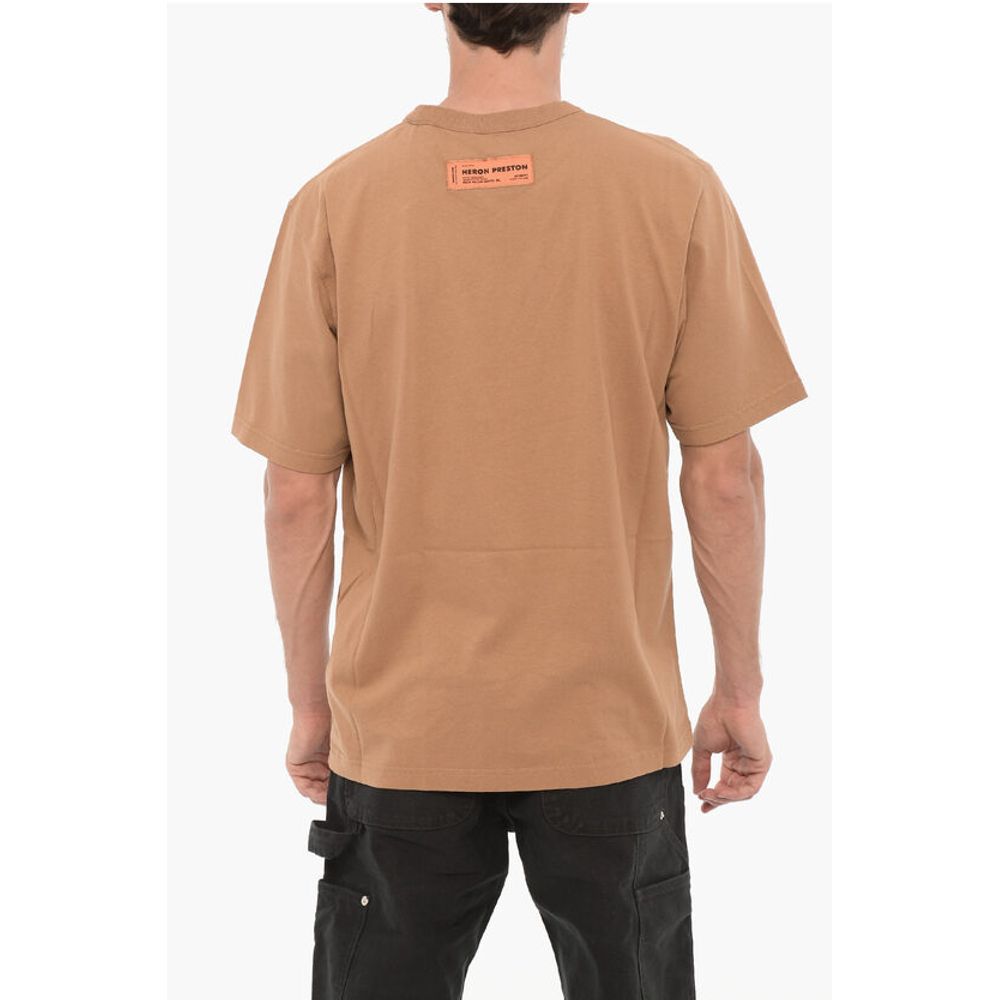 Heron Preston Solid Color Crew-neck T-Shirt with Contrasting Print