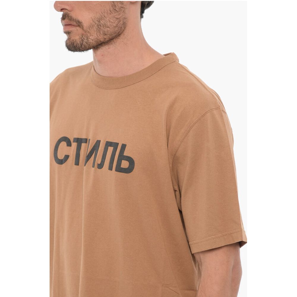 Heron Preston Solid Color Crew-neck T-Shirt with Contrasting Print