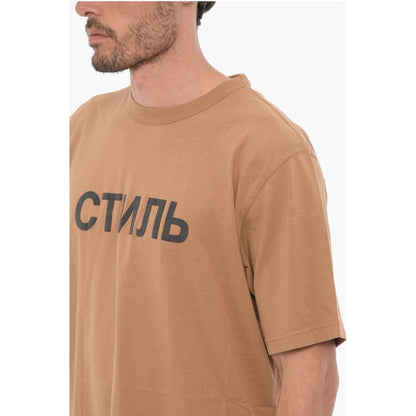 Heron Preston Solid Color Crew-neck T-Shirt with Contrasting Print