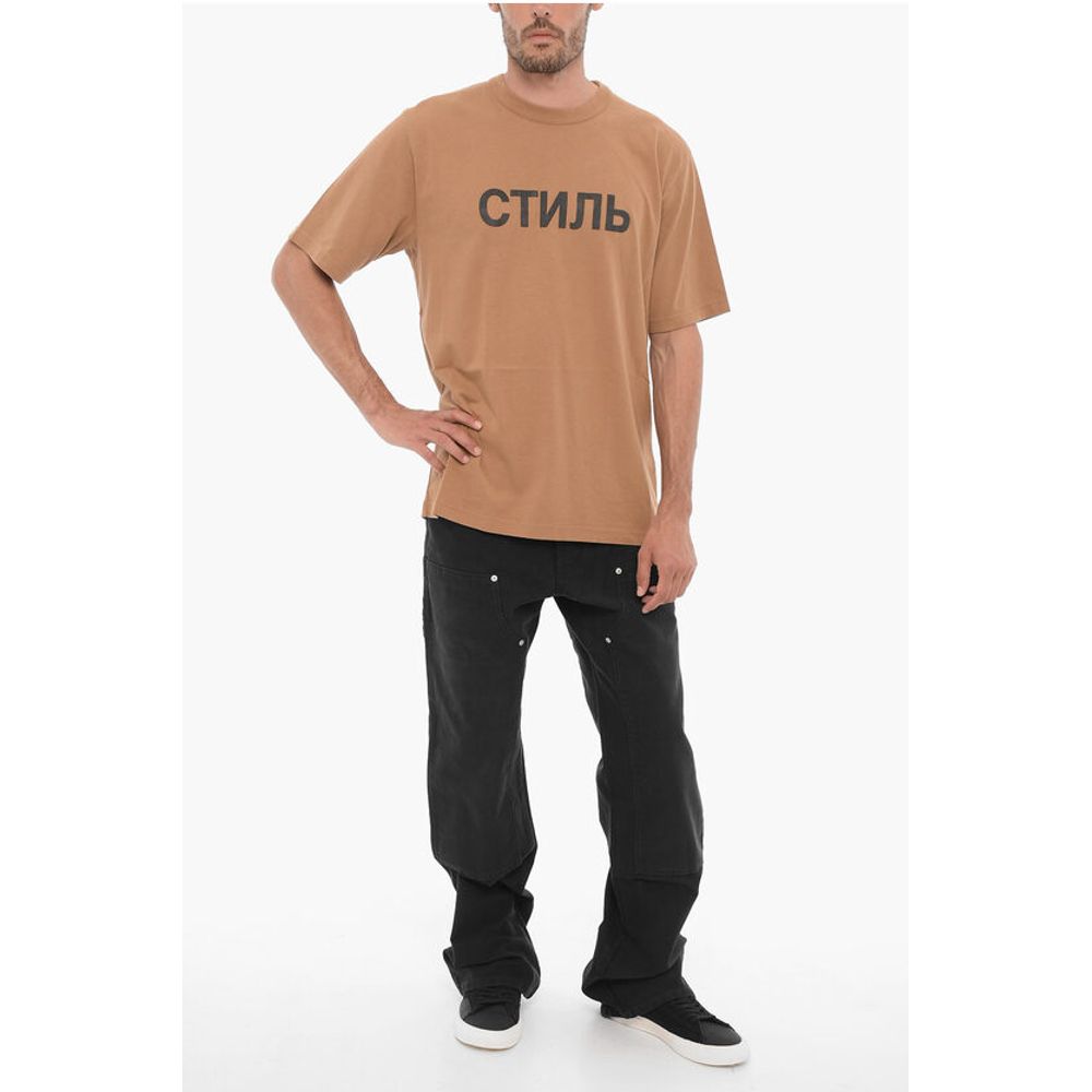 Heron Preston Solid Color Crew-neck T-Shirt with Contrasting Print