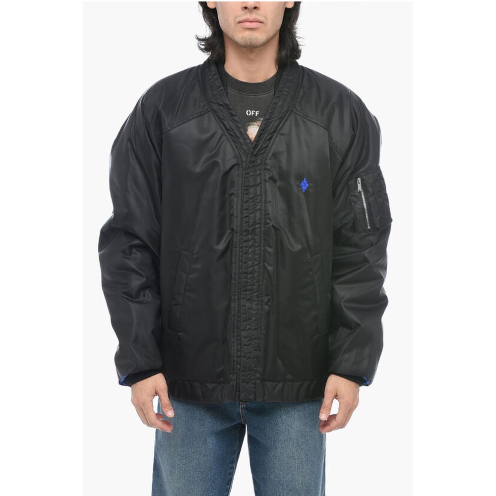 Marcelo Burlon Padded CROSS KIMONO Bomber Jacket with Snap Buttons