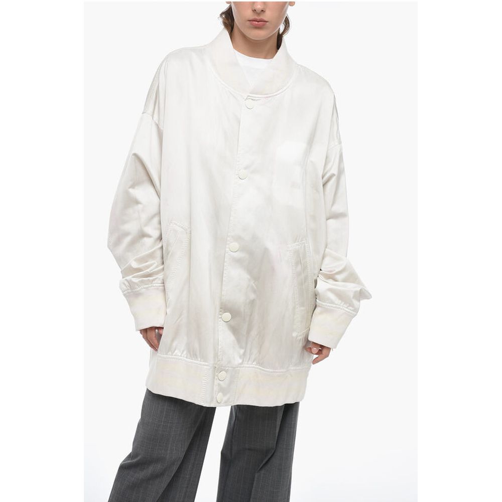 Maison Margiela MM6 Satin Oversized Bomber Jacket with Vintage Effect