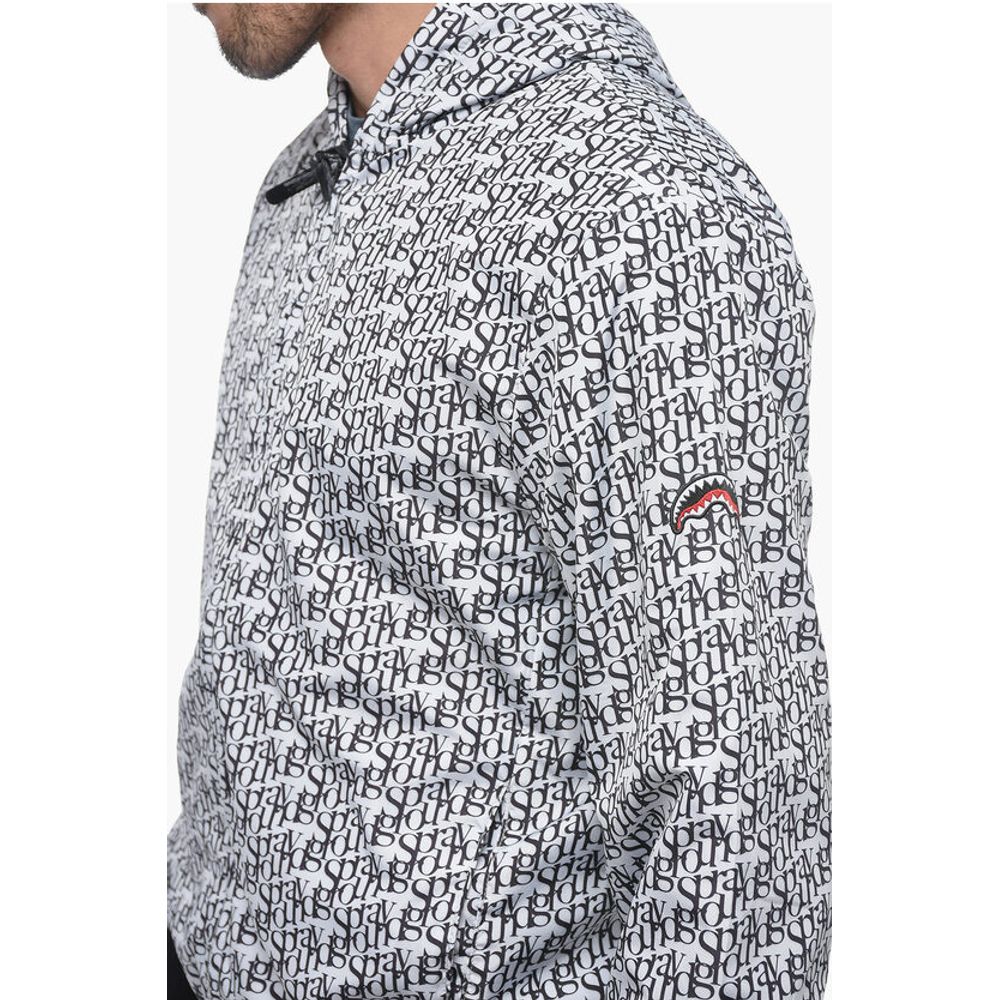 Sprayground Hooded Windbreaker Jacket with Logo Print