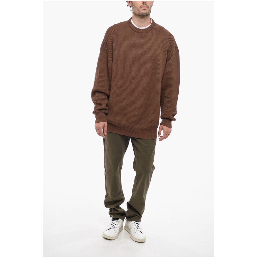Hed Mayner Solid Color Lightweight Cotton Crew-neck Sweater