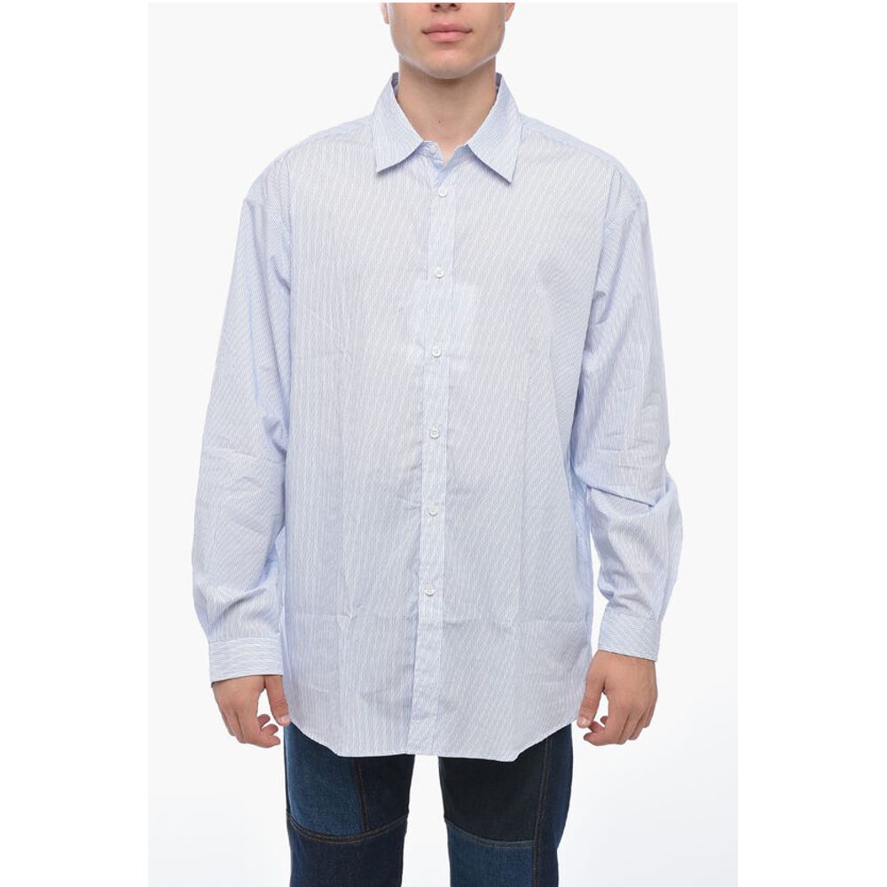 Hed Mayner Spread Collar Striped Shirt