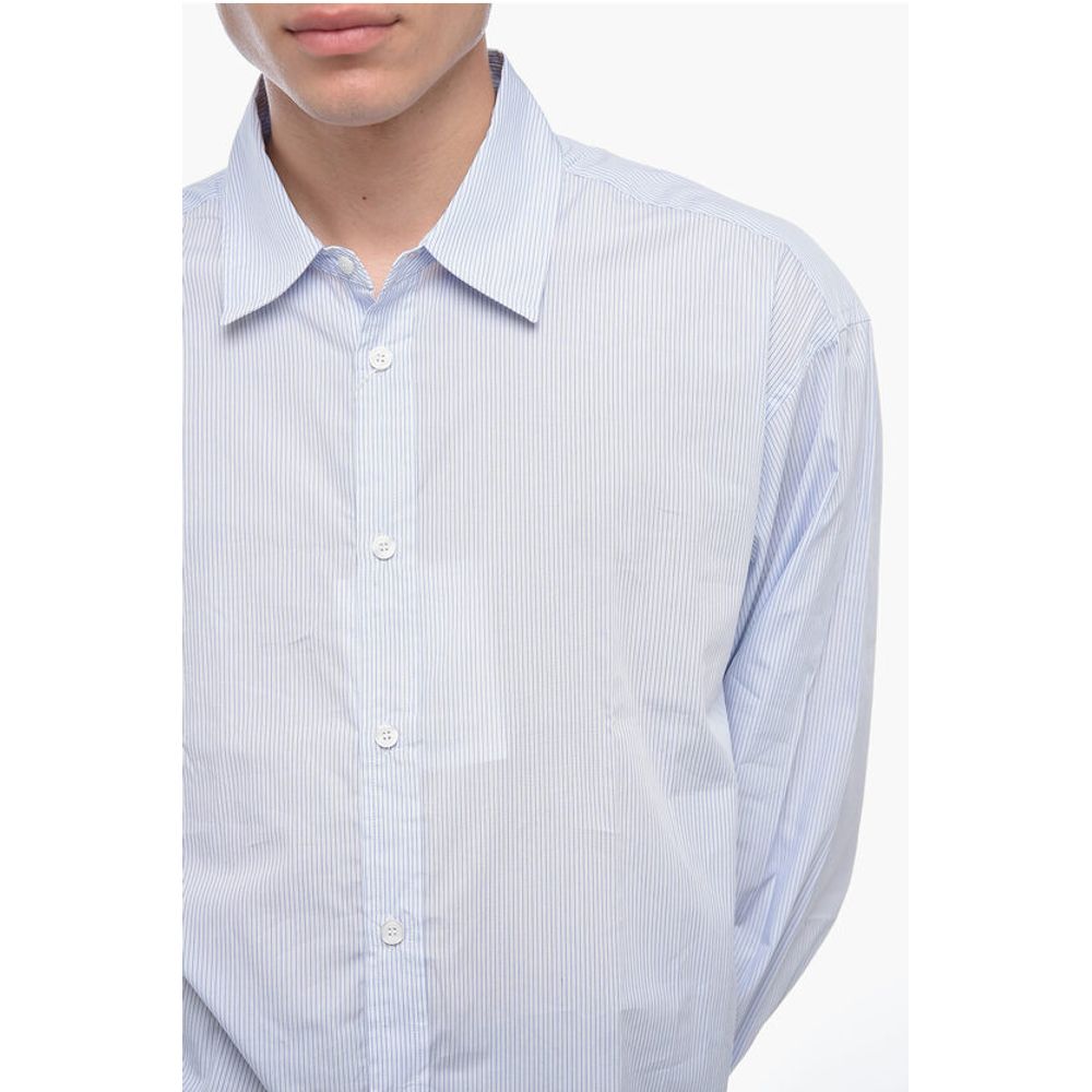 Hed Mayner Spread Collar Striped Shirt
