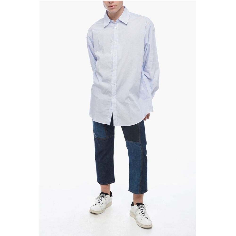 Hed Mayner Spread Collar Striped Shirt
