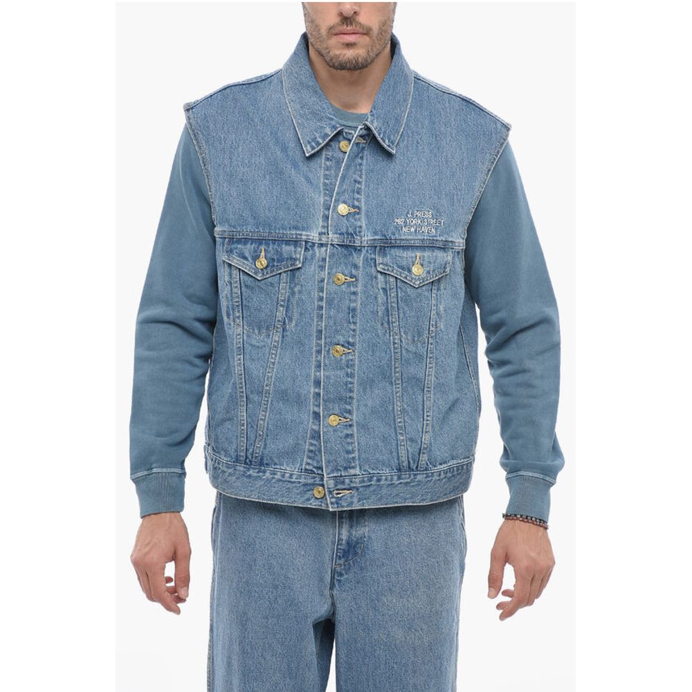 J.Press Sleeveless Denim Jacket with Golden-Buttons