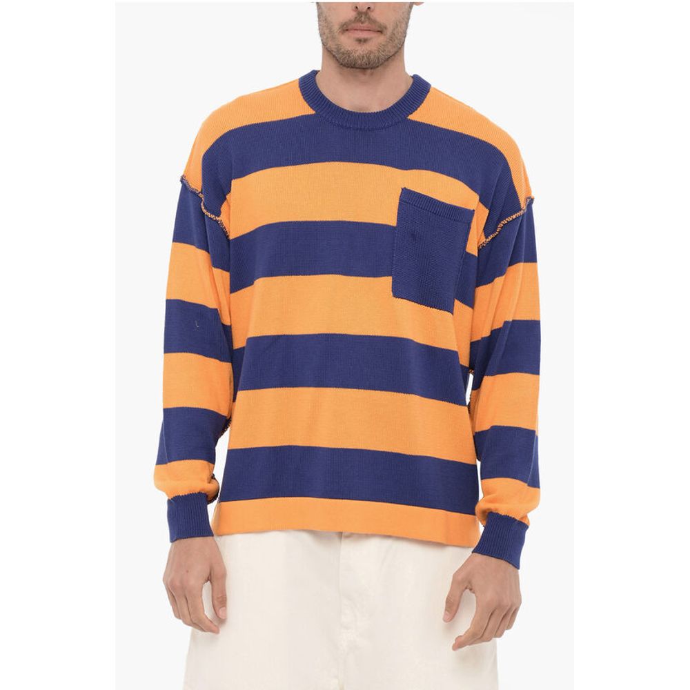 Roberto Collina Crew-Neck T-wo-Tone Sweater with Breast Pocket