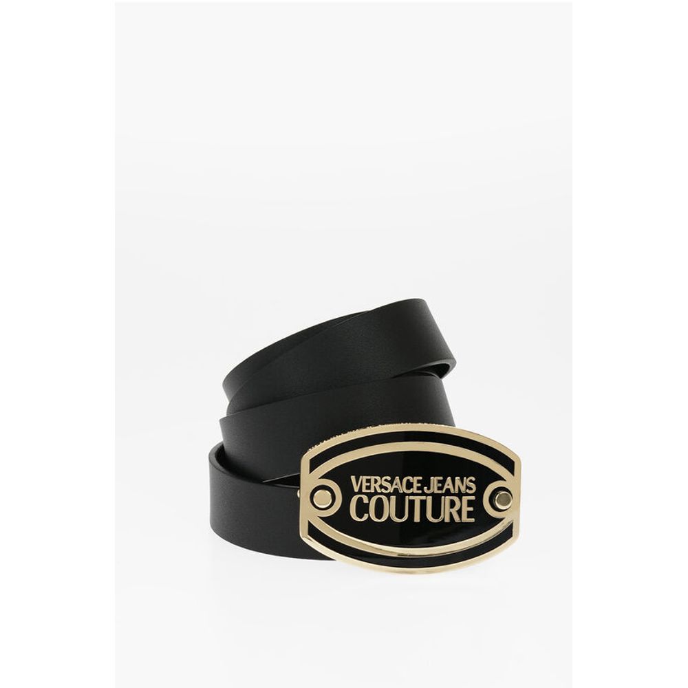 Versace JEANS COUTURE Leather Belt with Maxi Logoed Buckle 30mm