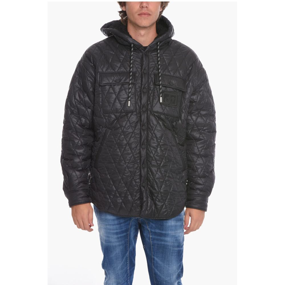 Dsquared² Quilted Shearling Jacket with Logo Patch