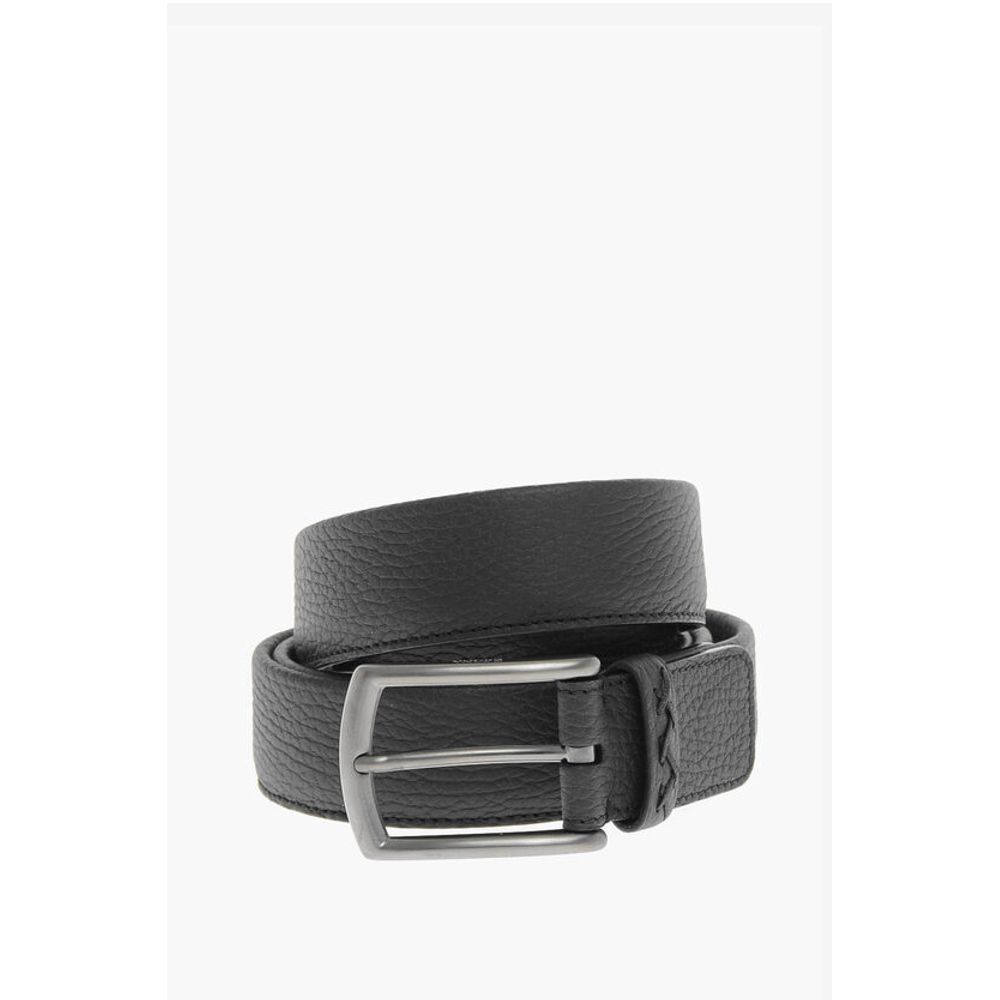 Ermenegildo Zegna Metal Buckle Textured Leather Belt