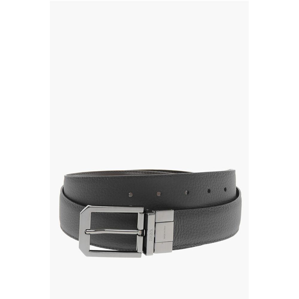 Ermenegildo Zegna Leather and Textured Leather Reversible Belt