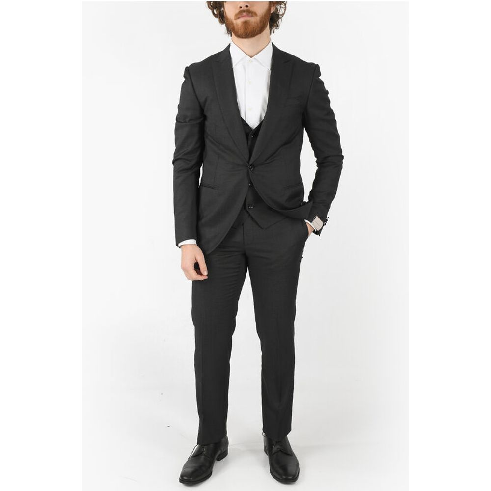 Corneliani virgin wool center vent peak lapel CERIM.ACADEMY 3 piece wai