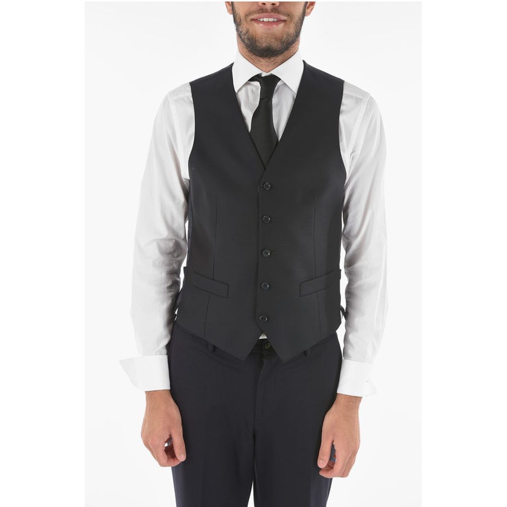 Corneliani CC COLLECTION Virgin Wool REFINED Vest with 5-button Closure
